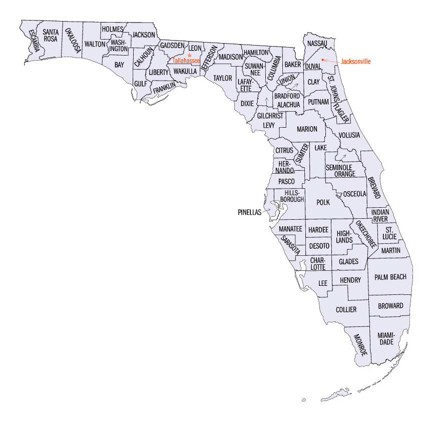 Map of Florida counties
